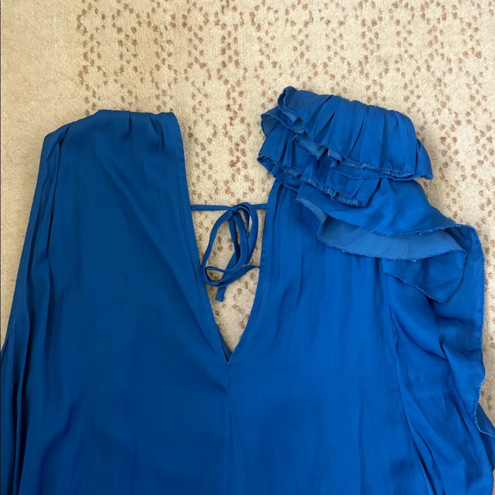Ramy Brook Kaisley V-Neck Midi Dress Blue Size Small - Picture 7 of 9